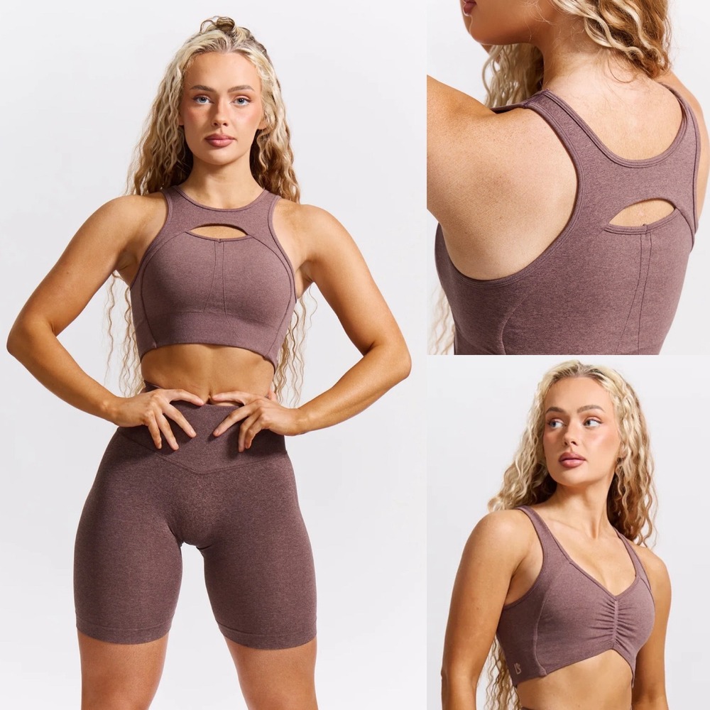 BuffBunny Form Reversible Seamless Sports Bra Mocha Berry‎ Size XL